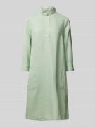 Knielange linnen jurk met opstaande kraag