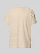 T-shirt met geribde ronde hals, model 'HELLAS'