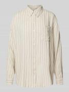 Relaxed fit overhemdblouse in een mix van viscose en linnen, model 'PI...