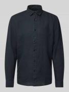 Regular fit vrijetijdsoverhemd van puur linnen met logostitching