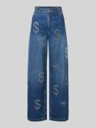 Wide leg jeans met strass-steentjes