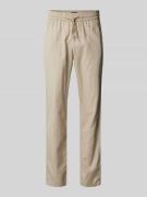 Regular fit linnen broek met elastische band, model 'barton'