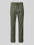 Regular fit linnen broek met elastische band, model 'barton'