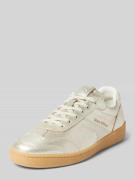 Lage sneakers met details van glad leer