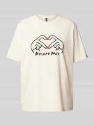 Loose fit T-shirt met statementprint, model 'VALERIE'