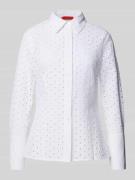 Regular fit overhemdblouse met broderie anglaise, model 'JAMAICA'