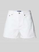 Korte regular fit jeans met franjes