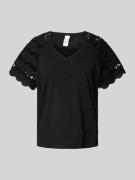 Regular fit T-shirt met broderie anglaise, model 'BLASY'