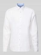 Regular fit linnen overhemd met button-downkraag