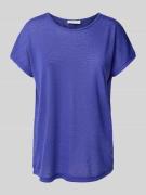 T-shirt met geribde ronde hals