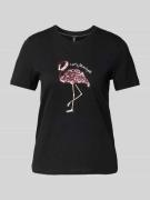 Regular fit T-shirt met pailletten, model 'KITA'