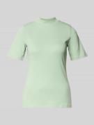 T-shirt met geribde opstaande kraag