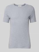 T-shirt met geribde ronde hals, model 'BYSAPICK'