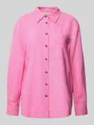 Relaxed fit linnen blouse met borstzak, model 'Lava'