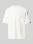 T-shirt met geribde ronde hals