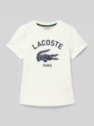 T-shirt met labelprint en ronde hals