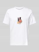 T-shirt met geribde ronde hals, model 'VARENNA'