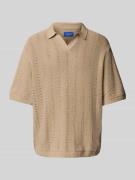 Relaxed fit poloshirt met ajourpatroon, model 'PAROS'