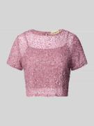 Kort T-shirt met strass-steentjes