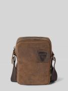 Schoudertas van leer met labelpatch, model 'richmond'