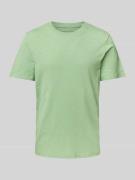 T-shirt met geribde ronde hals