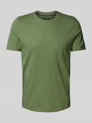 T-shirt met geribde ronde hals