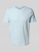 T-shirt met geribde ronde hals