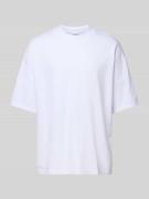 T-shirt met geribde ronde hals, model 'FAZY'
