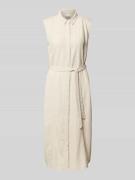 Overhemdjurk van een mix van linnen en viscose met strikceintuur