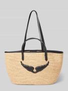 Handtas met leren badges, model 'LE WINGS PANIER'