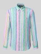 Custom fit linnen overhemd met button-downkraag