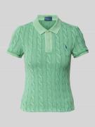 Gebreid shirt met kabelpatroon en polokraag