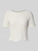 Regular fit gehaakt T-shirt van katoenmix, model 'NOLA'