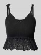 Slim fit top met bandjes van katoenmix, model 'KRISTIN'