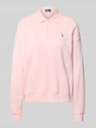 Sweatshirt met polokraag en labelstitching