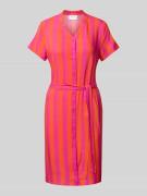 Knielange jurk van viscose met strikceintuur