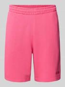Relaxed fit sweatshorts met labelstitching
