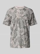 T-shirt met geribde ronde hals, model 'PERRY'