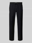 Regular fit linnen broek met tunnelkoord, model 'BAY'
