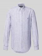 Custom fit linnen overhemd met button-downkraag