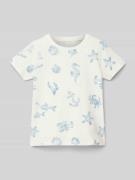 T-shirt met geribde ronde hals, model 'FILLE'