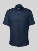 Slim fit linnen overhemd met knoopsluiting