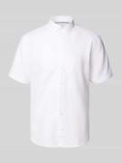 Slim fit linnen overhemd met knoopsluiting