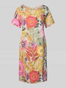 Knielange linnen jurk met ronde hals, model 'La44ra'