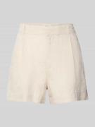 Korte regular fit linnen broek met bandplooien