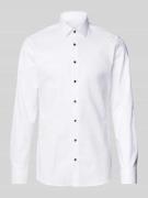 Slim fit zakelijk overhemd met effen structuur