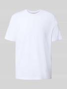 T-shirt met geribde ronde hals