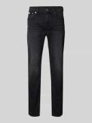 Slim fit jeans met labeldetail