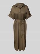 Midi-jurk met strikceintuur