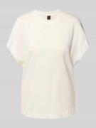 T-shirt met geribde ronde hals